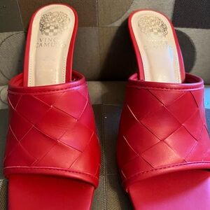 Vince Camuto Red Woven Mules